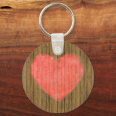 Porte-clés Dessin du coeur en mur de bois (Recto)