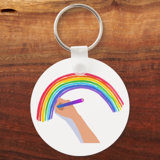 Porte-clés Dessin d'un arc-en-ciel (Verso)