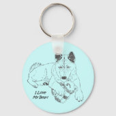 Porte-clés dessin d'un ours en peluche mignon akita (Recto)