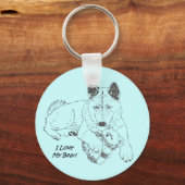 Porte-clés dessin d'un ours en peluche mignon akita (Recto)