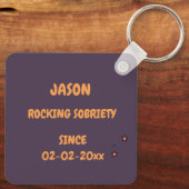 Porte-clés Dessin Guitare Sobriety Rocks Custom Sober Date (Verso)