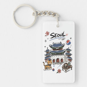 Porte-clés Dessin mignon du palais Gyeongbokgung à Séoul