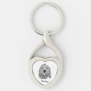 Porte-clés Dessin personnalisé Goldendoodle Chien