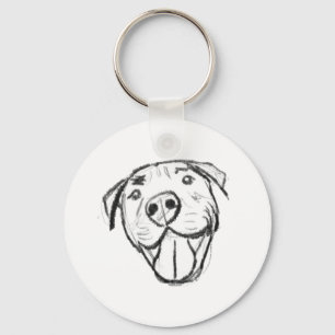 Porte-clés dessin pitbull simple amoureux des chiens noir bla