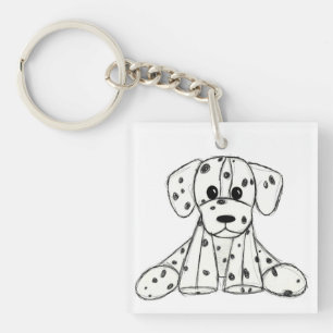 Porte-clés Dessin simple de contour de chien en peluche dalma