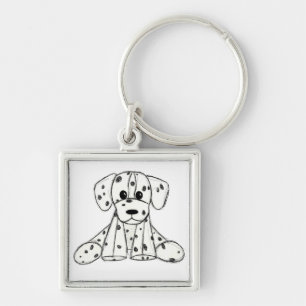 Porte-clés Dessin simple de contour de chien en peluche dalma