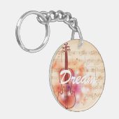 Porte-clés Dessin sur l'arrière - plan d'aquarelle du violon (Devant gauche)