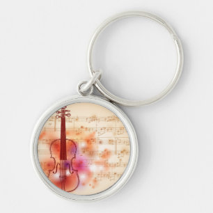 Porte-clés Dessin sur l'arrière - plan d'aquarelle du violon