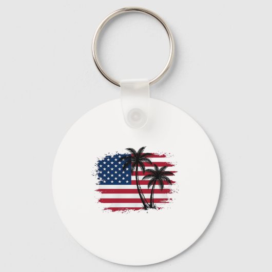 Porte-clés Dessin vectoriel de plage patriotique avec drapeau (Recto)