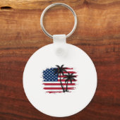 Porte-clés Dessin vectoriel de plage patriotique avec drapeau (Recto)