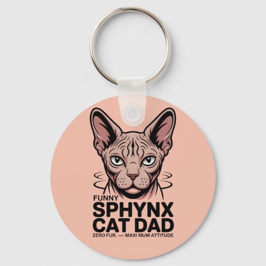 Porte-clés Dessin vectoriel drôle de papa de chat Sphynx (Verso)