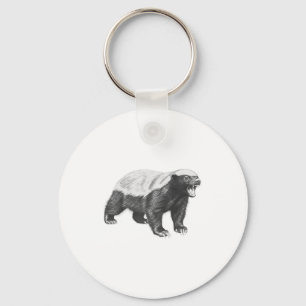 Porte-clés Dessin vintage de blaireau miel réaliste faune An