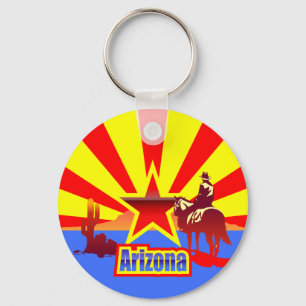 Porte-clés Dessin vintage de drapeau d'état de l'Arizona