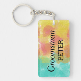 Porte-clés Dessinateur d'arts de garçon d'honneur aquarelle