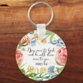 Porte-clés Dessinez près de Dieu | James 4:8 (Recto)