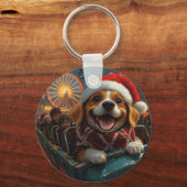 Porte-clés Dessous de verre à rouleaux de chien beagle Noël (Verso)