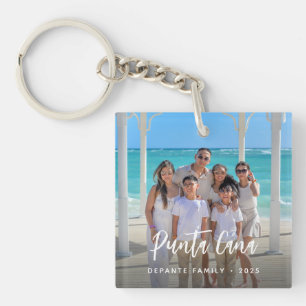 Porte-clés Destination de photo de vacances familiales person