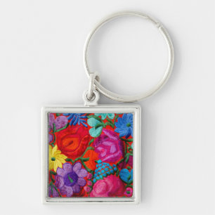 Porte-clés Détail de broderie traditionnelle textile floral
