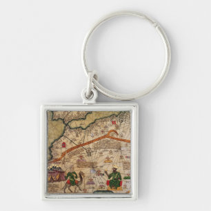 Porte-clés Détail de copie d'une carte catalanne de l'Europe