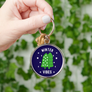 Porte-clés Deux arbres ambiances hivernales