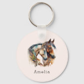 Porte-clés Deux beaux chevaux Boho occidental (Recto)