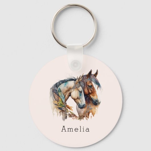 Porte-clés Deux beaux chevaux Boho occidental (Verso)