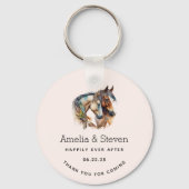 Porte-clés Deux beaux chevaux Western Boho Mariage (Recto)
