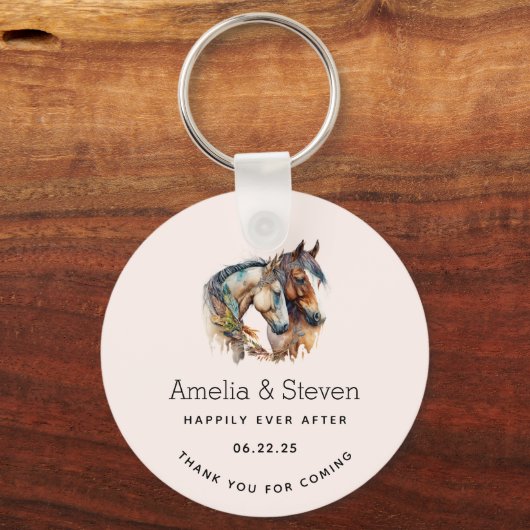 Porte-clés Deux beaux chevaux Western Boho Mariage (Verso)