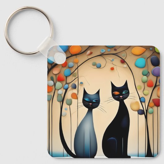 Porte-clés Deux chats charmants (Recto)