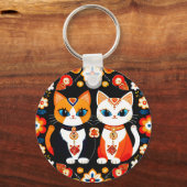 Porte-clés Deux chats mignons (Recto)