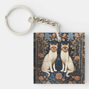 Porte-clés Deux chats siamois William Morris Inspiré