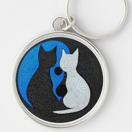 Porte-clés Deux chats stylisés (Devant)
