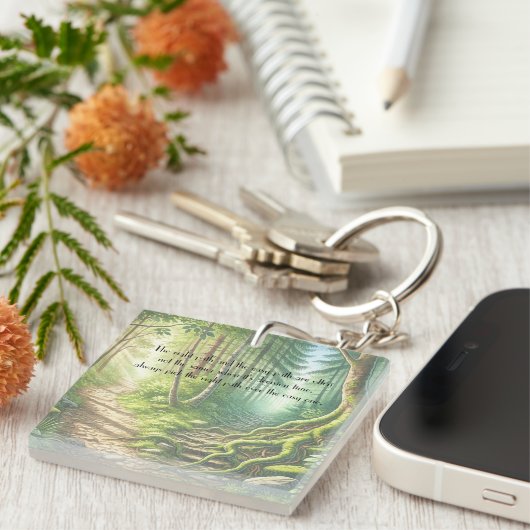 Porte-clés Deux chemins et devis (Devant Droit)