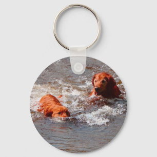 Porte-clés deux chiens jouant dans le porte - clé de l'eau