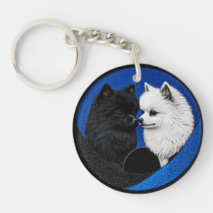 Porte-clés Deux chiens spitz adorables