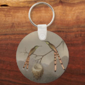 Porte-clés Deux colibris avec leur jeune (Recto)