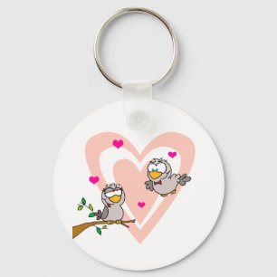 Porte-clés Deux colombes de tortue par une branche