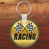 Porte-clés Deux drapeaux de course à damiers pour la victoire (Recto)