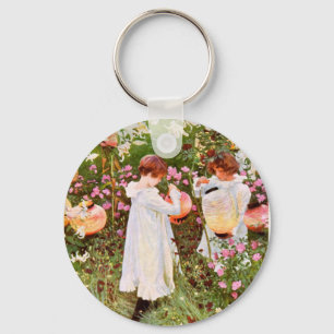 Porte-clés Deux filles dans le jardin Vintage
