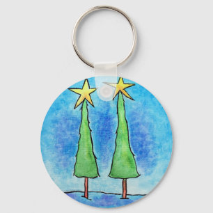 Porte-clés Deux grands arbres de Noël