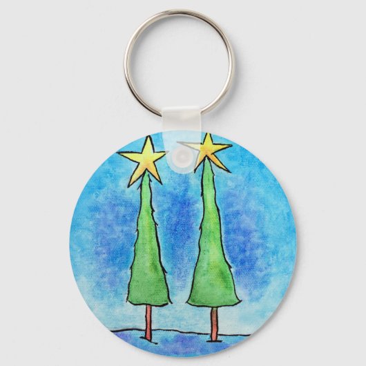 Porte-clés Deux grands arbres de Noël (Recto)
