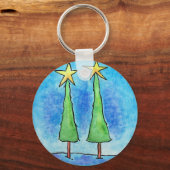 Porte-clés Deux grands arbres de Noël (Recto)