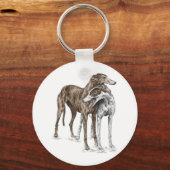 Porte-clés Deux Greyhound Friends Dog Art (Recto)