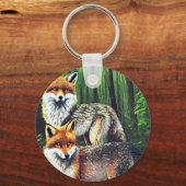 Porte-clés deux jeunes Foxes animal nature faune art (Recto)
