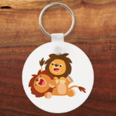 Porte-clés Deux Jolies Lions Cartoon Jouant (Recto)