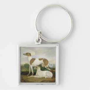 Porte-clés Deux lévriers dans un paysage (huile sur la toile
