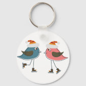 Porte-clés Deux Oiseaux De Neige Patinage Sur Glace (Recto)