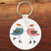 Porte-clés Deux Oiseaux De Neige Patinage Sur Glace (Recto)