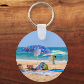Porte-clés Deux parasols et fournitures de plage en mer.JPG (Recto)