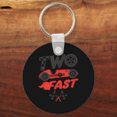 Porte-clés Deux rapides, automobile de course de célébration, (Recto)
